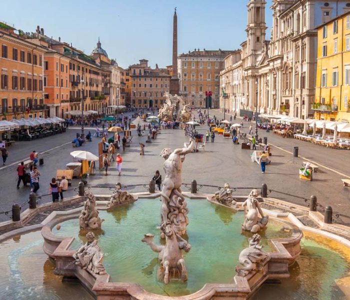 Piazza Navona is one of the most famous and most visited squares in Rome. Adorned with three fountains, the most important of which is the 